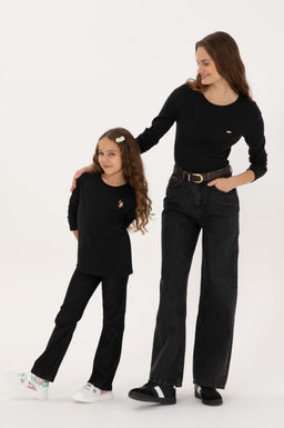 Kad_n Siyah Slim Bisiklet Yaka Basic Sweatsh_rt