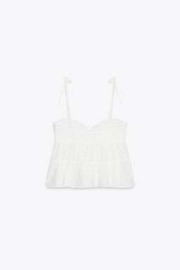 TOP WITH CUTWORK EMBROIDERY - Zara фото 6