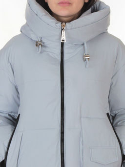 8362 GRAY/LT. BLUE Куртка зимняя женская оверсайз (200 гр. холлофайбер)