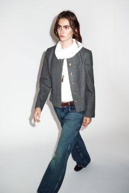 BLAZER ENTALLADA CUELLO REDONDO / Gris - Zara фото 5