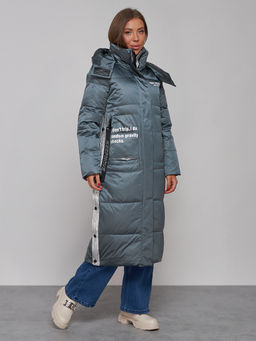 Пальто утепленное молодежное зимнее женское темно-зеленого цвета 5873TZ - Mtforce фото 3