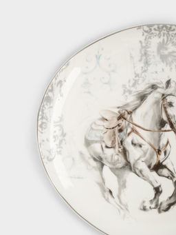 Тарелка закусочная, 21 см, фарфор N, белая, с серебристым кантом, Конь, White horse - Anna lafarg фото 4