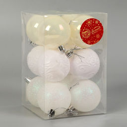 Ёлочные игрушки Мелодия, шары новогодние, d=6 см, набор 12 шт., узор блеск, белый - Зимнее волшебство фото 2
