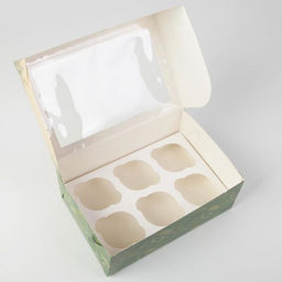 Цена за 5 шт. Коробка для капкейков «Новый год: Милый зайчик» 17×25×10 см