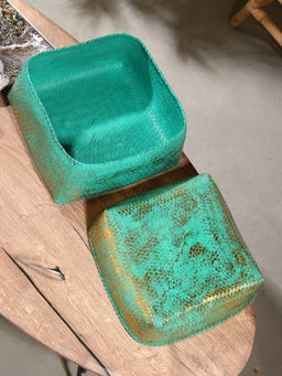 Корзинка плетёная «Голден мини», 30×30×20 см, голубая