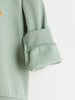 Bisiklet Yaka Bask?l? K?z ?ocuk Kal?n Sweatshirt