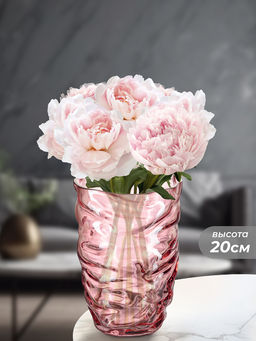 Ваза 14*14*20 см 2 л, розовая, стекло