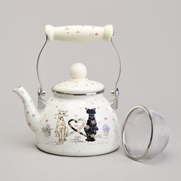ЧАЙНИК AGNESS ЭМАЛИРОВАННЫЙ СО СЪЕМНЫМ ФИЛЬТРОМ ИЗ НЖС СЕРИЯ LAVANDER CATS, 1,1 Л фото 4