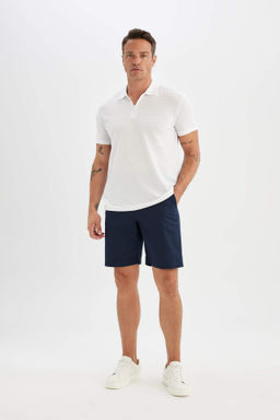 Regular Fit Gabardin Bermuda Sort - Defacto фото 4