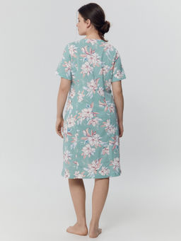 Халат женский зеленый с принтом акварельные цветы - Mark formelle фото 6