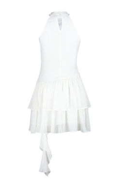 TRENDYOLMILLA Ac?k Mavi A-Kesim F?f?rl? Dokuma K?sa S?k Abiye Elbise TPRSS24EL00122  фото 17