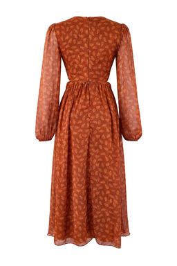 Kiremit Cut Outlu Aksesuar Detayl? Sifon Maxi Dokuma Elbise TWOSS26EL00093 - Trendyolmilla фото 2