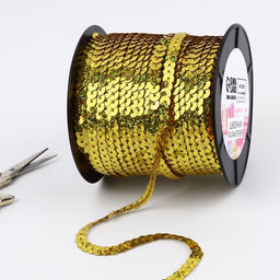 Пайетки на нити, голография, 6 мм, 91±1 м, цвет золотой