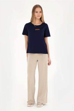 Женская темно-синяя футболка с круглым вырезом - U.s. polo assn фото 4