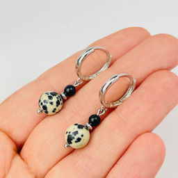 Серьги двойные из перепелиной Яшмы и Агата