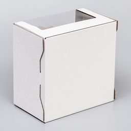 Цена за 5 шт. Коробка под торт 2 окна, с ручками, белая, 23×23×14 см