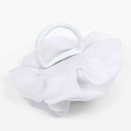 Бант для волос на резинке школьный, 13 см, белый, Кошечка Мари