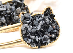 Заколка зажим Котик с натуральным моховым агатом 7*2,8*1,8см - Радуга камня фото 12