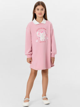 Платье для девочек розовое с надписью Cute in pink