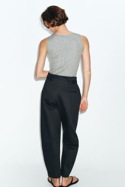 PANTAL?N PAPERBAG CINTUR?N / Azul noche - Zara фото 7