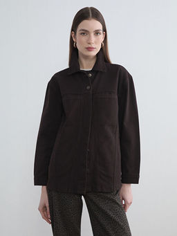 G?mlek Yaka Oversize Kad?n Jean Ceket