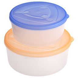 Емкость пластмассовая набор 2шт: 0,6л - д13,5см, h6см, 0,9л - д16см, h7см, полипропилен, цвета микс (Россия) - Домашняя мода фото 3