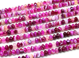Бусины из агата тонированного рондель гр.10*7мм цв.фуксия, 39см, 58 бусин Радуга камня