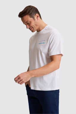 Erkek Beyaz Comfort Fit Bisiklet Yaka Ti__rt