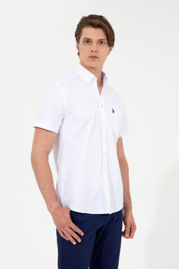 Мужская белая рубашка с коротким рукавом