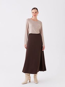 Beli Lastikli D?z A Kesim Kad?n Etek