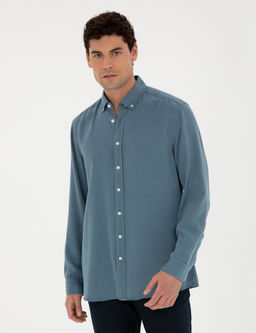Рубашка Pierre Cardin Regular Fit темно-синяя с длинным рукавом
