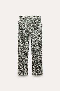 ZW COLLECTION BOOTCUT CROPPED HIGH-WAIST ANIMAL PRINT JEANS - Zara фото 5