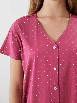 V Yaka Puantiyeli Hamile Pijama Tak?m?