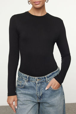 Siyah Bisiklet Yaka Slim/Vucuda Oturan Orme Body TWOAW25BD00014 - Trendyolmilla фото 3