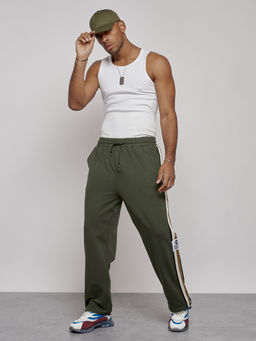 Широкие спортивные штаны трикотажные мужские цвета хаки 12903Kh - Mtforce фото 24