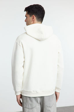 TRENDYOL MAN Antrasit Oversize/Genis Kesim Yaz? Nak?sl? Ici Polar/S?cak Tutan Kapusonlu Sweatshirt TMNAW25SW00180 - Trendyolmilla фото 17