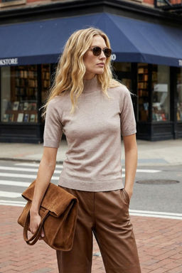 Vizon Merserize Gorunumlu Premium Iplik/Ozel Iplik Basic Ince Triko Bluz TWOAW24BZ00005