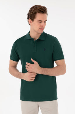 Erkek Slim Fit Polo Yaka Koyu Ye_il Basic Ti__rt Sepette S_rpriz _ndirim