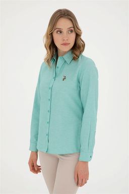 U. S. Polo Assn / Женская мятная базовая рубашка с длинным рукавом - U.s. polo assn фото 3