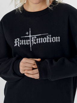 Теплый свитшот женский черный с начесом