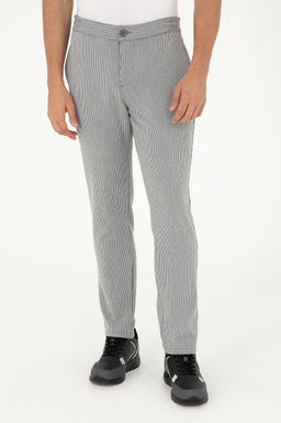 Erkek Slim Fit Gri Kanvas Pantolon