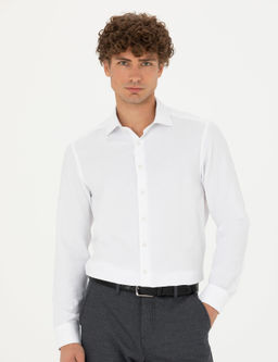 Beyaz Slim Fit Uzun Kollu G_mlek