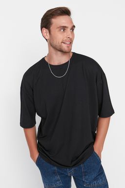 TRENDYOL MAN Siyah Basic Bisiklet Yaka Oversize/Genis Kesim K?sa Kollu T-Shirt TMNSS22TS0317 - Trendyolmilla фото 10