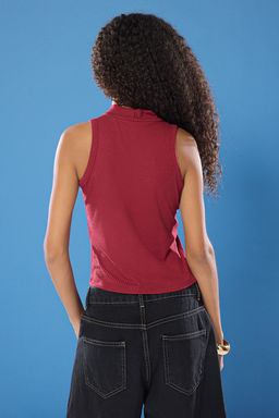 Trendyolmilla Antrasit Dik Yaka Fitted/Vucuda Oturan Orme Bluz TWOSS25BZ00376  фото 8