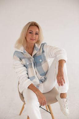 514 Рубашка c капюшоном, флис/голубая клетка - Knitka wear фото 4