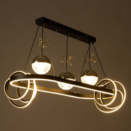 Светильник с ПДУ «Фиора» LED 120 Вт 3000-6000К черный 62×33×15-115 см