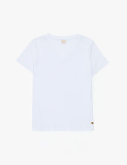 Beyaz Regular Fit V Yaka Basic Ti__rt