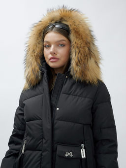 Куртка Бренд Visdeer ПРЕМИУМ КЛАССА зимняя с мехом ЕНОТА, черного цвета - Mtforce фото 7