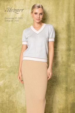 SR-2505 Джемпер в полоску из вискозы с хлопком