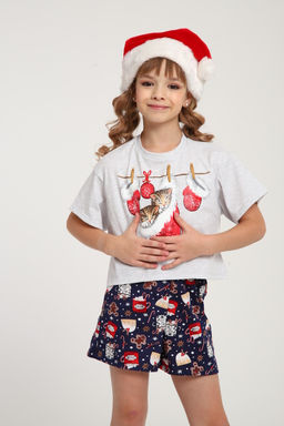 Пижама для девочки ПД-019-073 Кот Новый год